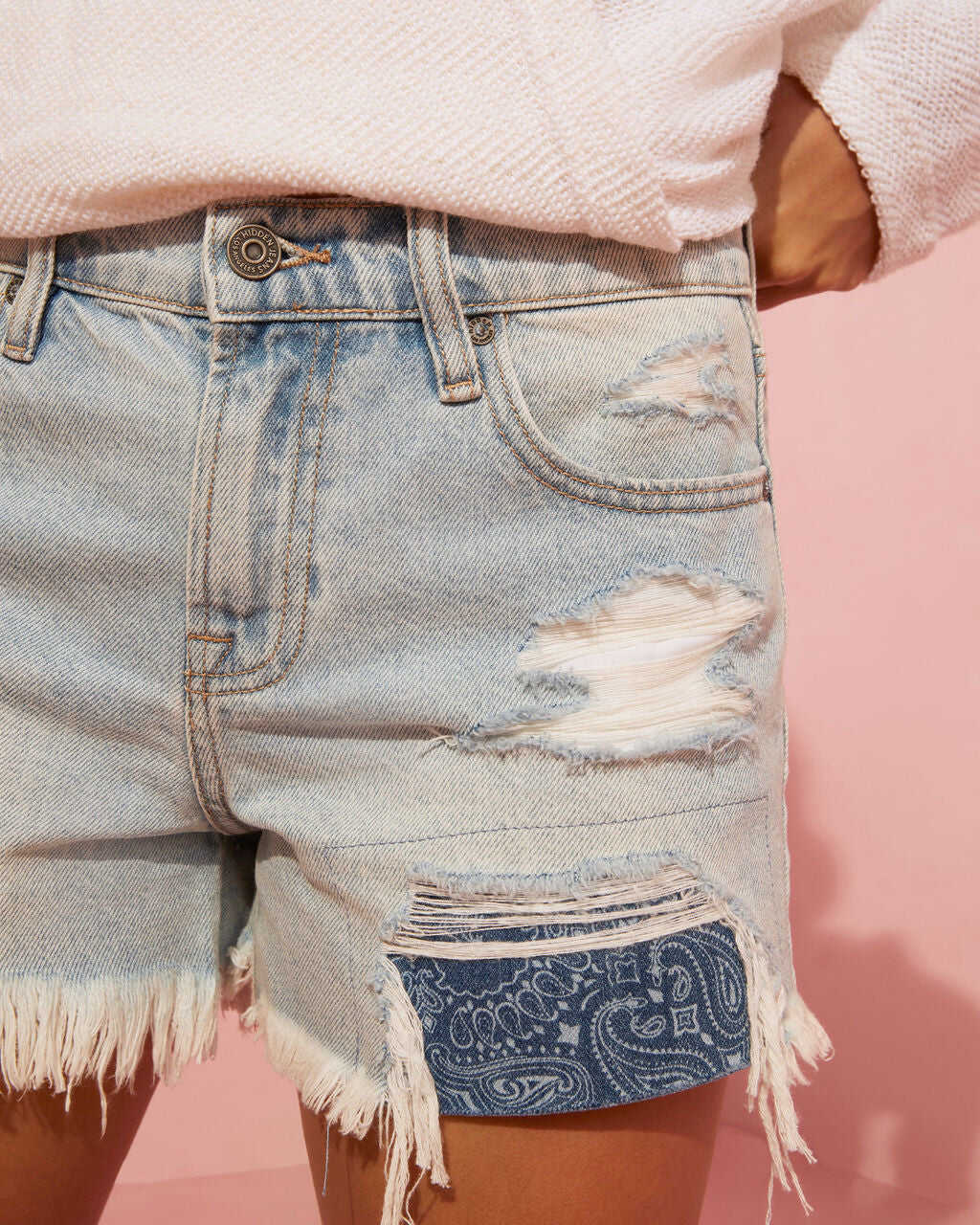Accent Mid Rise Jean Shorts
