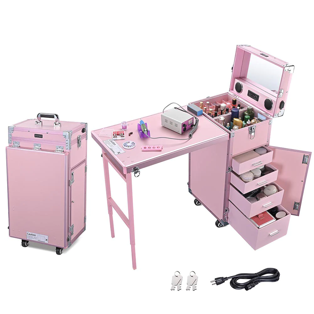 Only $39.88 Last 24 Hours!Rolling Manicure Table Makeup Station!