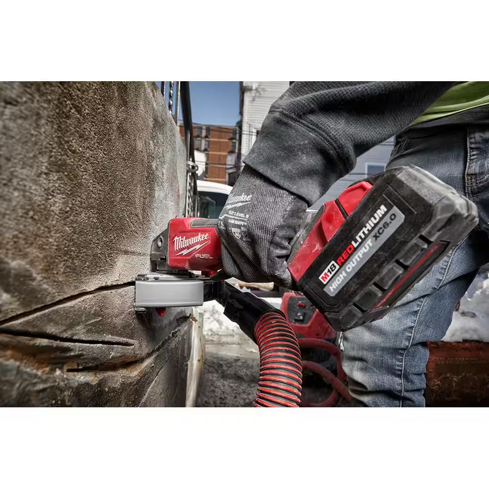 Milwaukee M18 FUEL 18V Lithium-Ion Brushless Cordless 4-1/2 in./5 in. Grinder w/Paddle Switch w/Two 6.0 Ah Battery and Charger