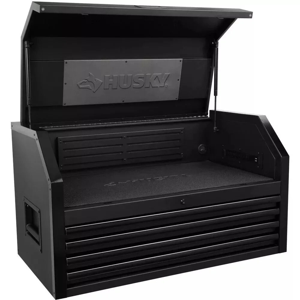 Industrial 41 inches. WX 21.5 inches. D matte black 4 drawer top tool box