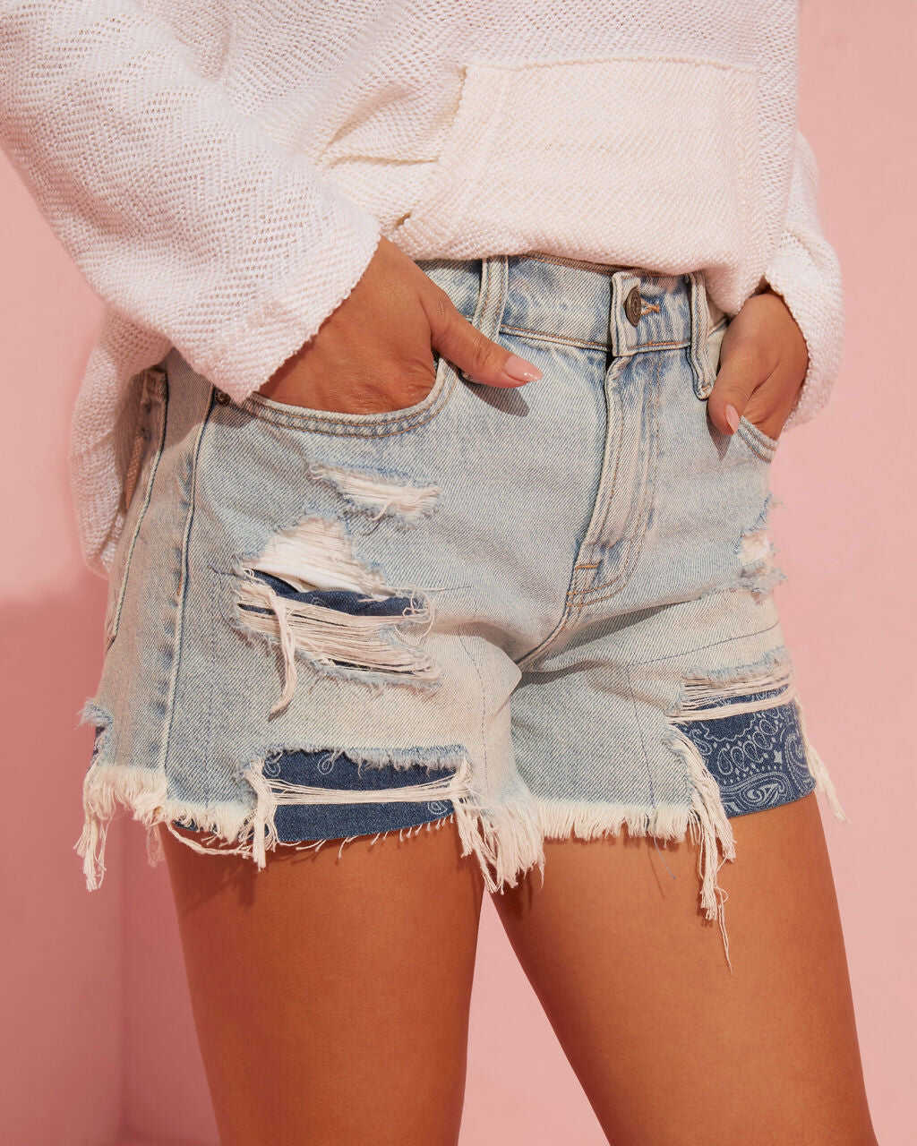 Accent Mid Rise Jean Shorts