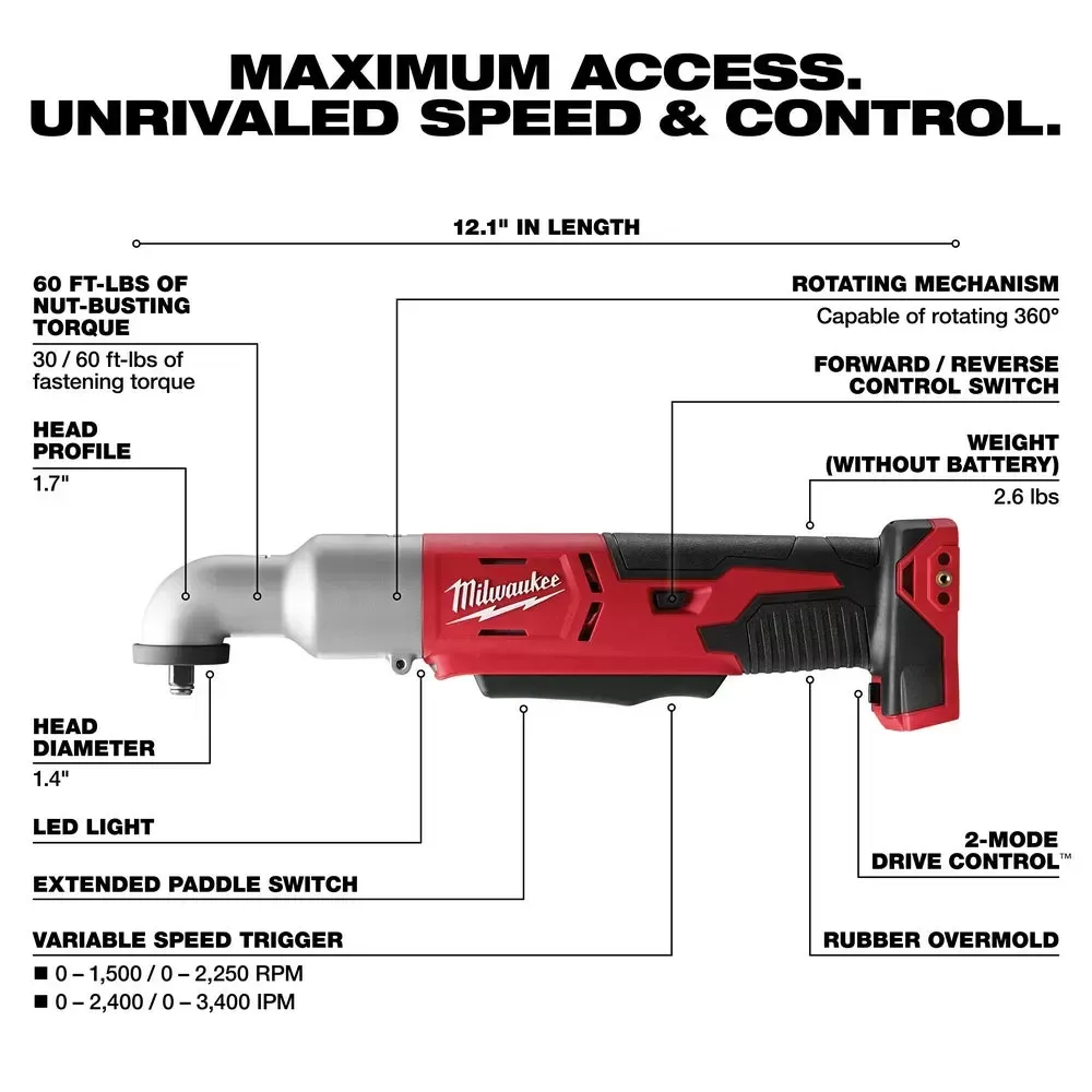 Milwaukee Pre-Sale 2668-20 M18 18V 3/8-Inch Right Angle Impact Wrench - Bare Tool