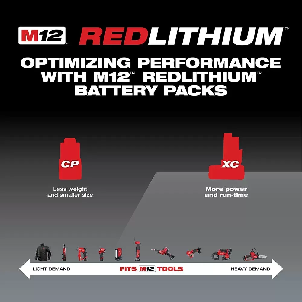 Milwaukee 48-11-2412 M12 12V 3.0Ah REDLITHIUM XC Compact Battery -2pk