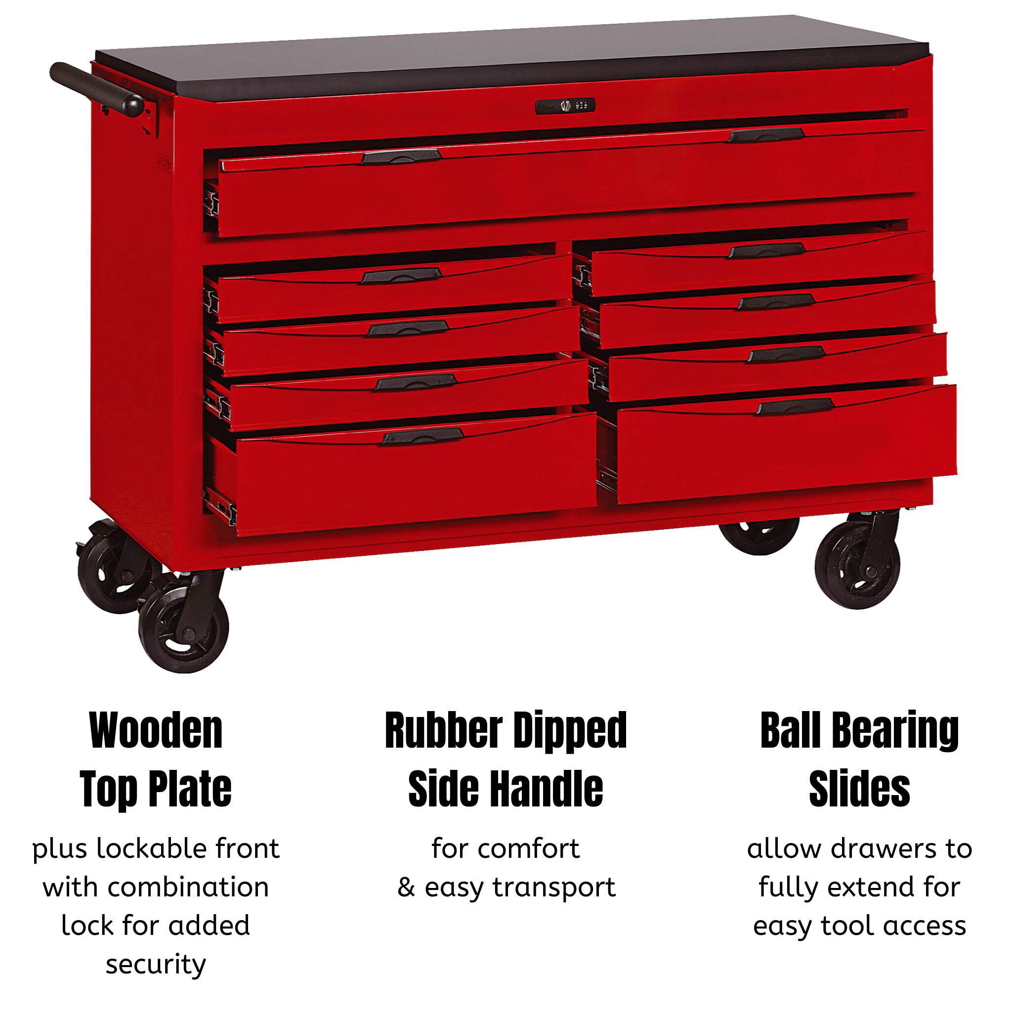 53 Inch Wide 9 Drawer Heavy Duty Roller Cabinet Tool Chest / Wagon