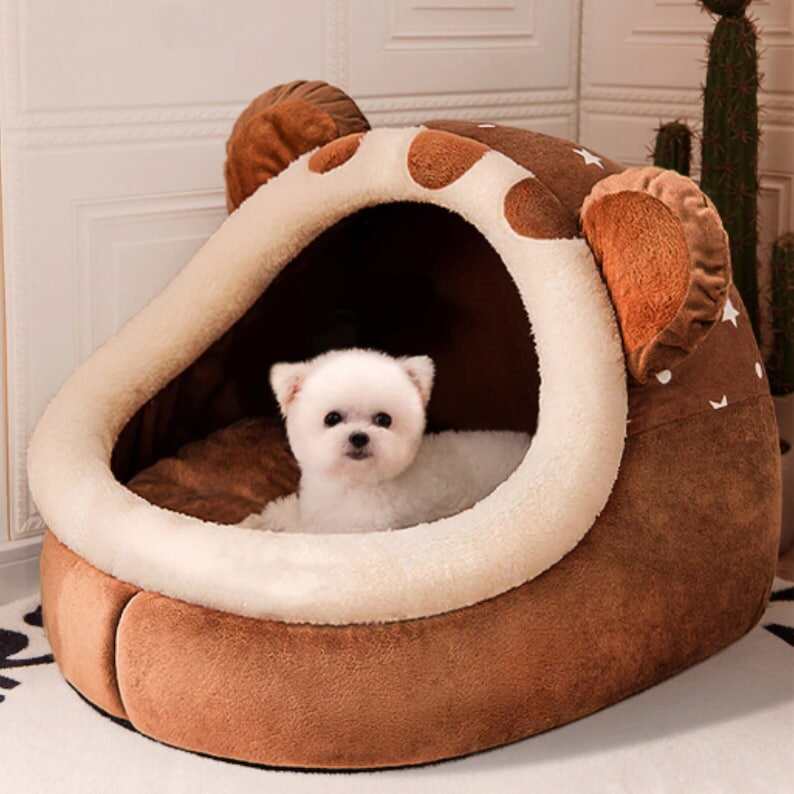 Plush Indoor Dog House | Cute Dog Nest for Small to Medium-Sized Dogs | Comfortable Dog House | Plush Dog Bed for Dogs | Dog Lover Gift