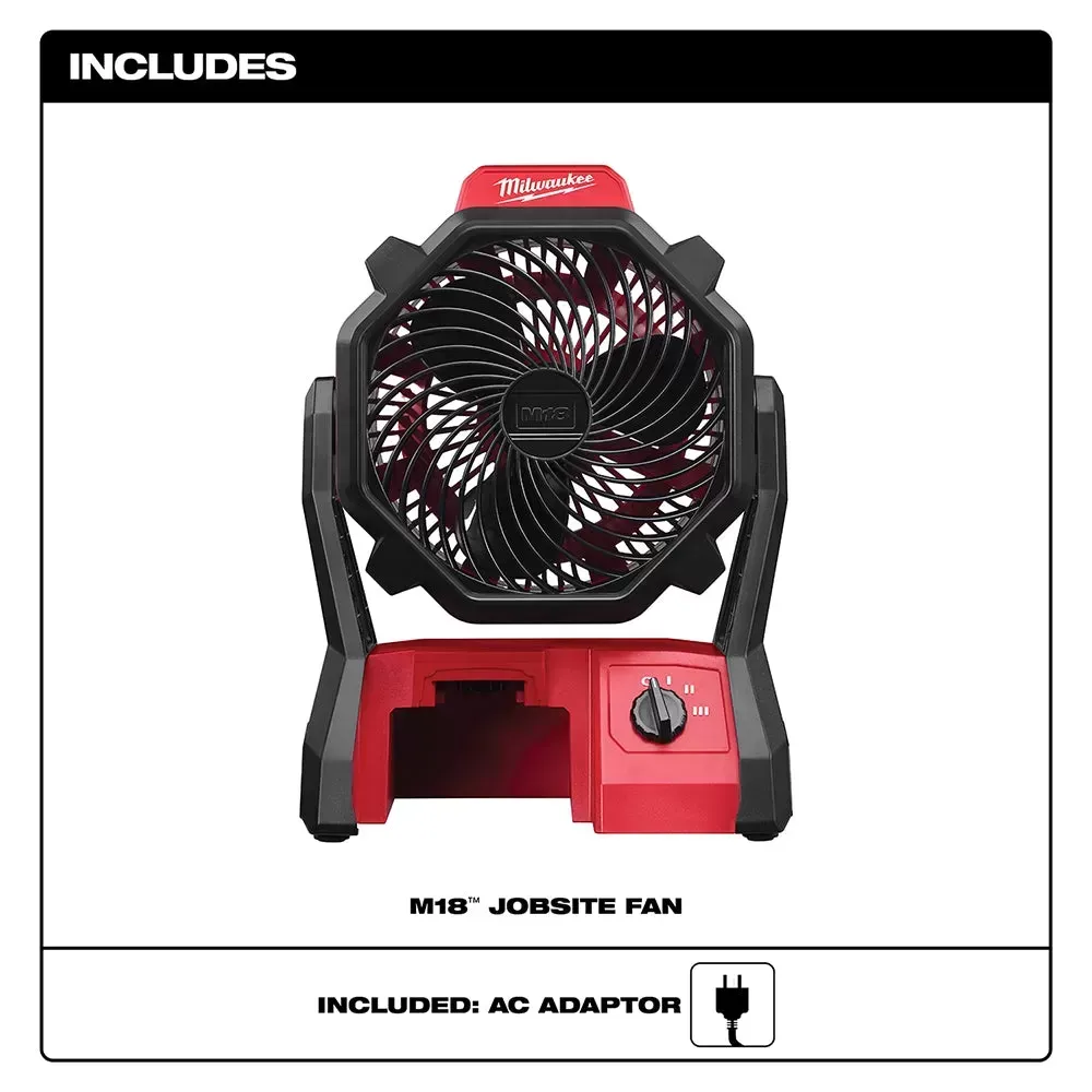 Milwaukee 0886-20 M18 18V 2,350-Rpm Adjustable Jobsite Fan w/Adapter - Bare Tool