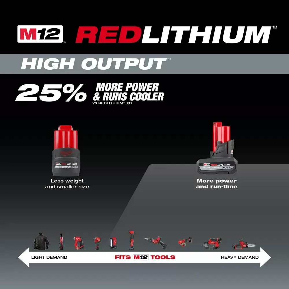 Milwaukee 48-11-2450 M12 12V REDLITHIUM HIGH OUTPUT XC5.0 Battery