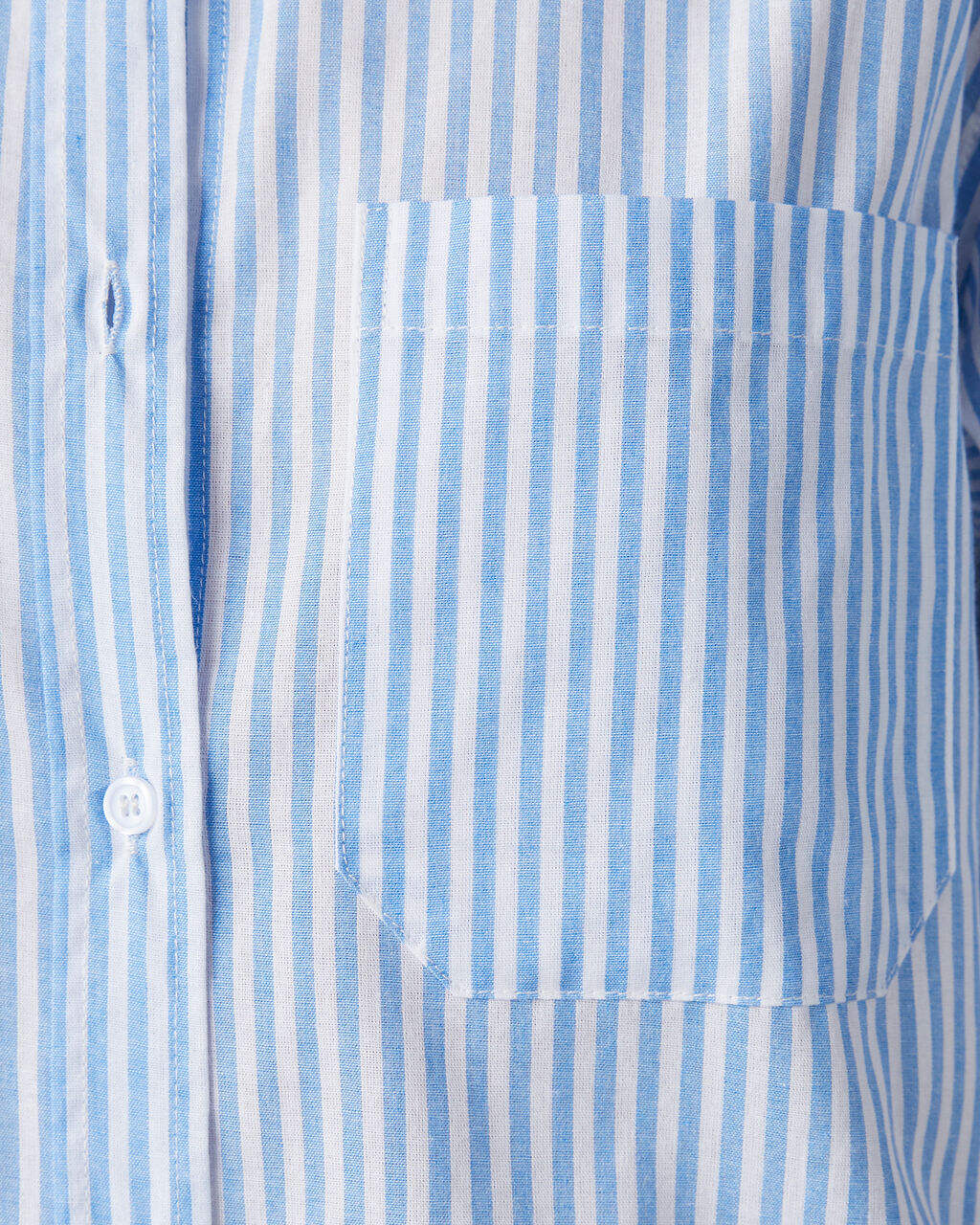 Cotton Striped Button Down Top - Light Blue